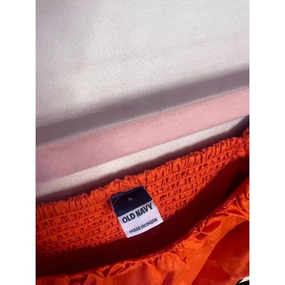 Old Navy Top Size SM NWT Orange Bubble Short Sleeve Smocked Back - Picture 5 of 5